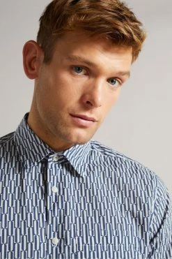 Ted Baker Blue Ruskin Long Sleeve Retro Print Shirt -tedbaker Shop Online unnamed file 1604