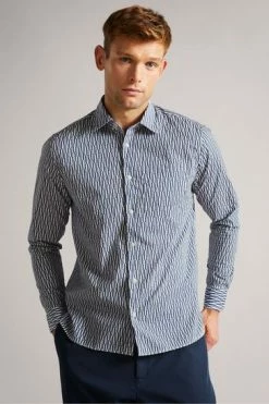 Ted Baker Blue Ruskin Long Sleeve Retro Print Shirt -tedbaker Shop Online unnamed file 1606