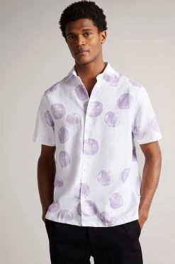 Ted Baker Gophir White Short Sleeve Sponge Spot Print Shirt