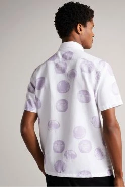 Ted Baker Gophir White Short Sleeve Sponge Spot Print Shirt -tedbaker Shop Online unnamed file 1620