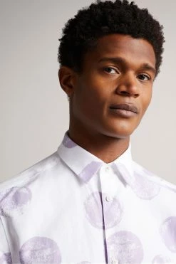 Ted Baker Gophir White Short Sleeve Sponge Spot Print Shirt -tedbaker Shop Online unnamed file 1621