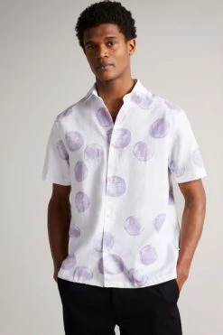 Ted Baker Gophir White Short Sleeve Sponge Spot Print Shirt -tedbaker Shop Online unnamed file 1623