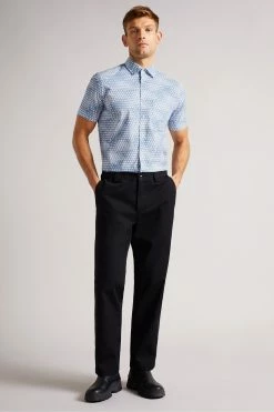 Ted Baker Light Blue Hunno Short Sleeve Geo Tile Print Shirt -tedbaker Shop Online unnamed file 1638
