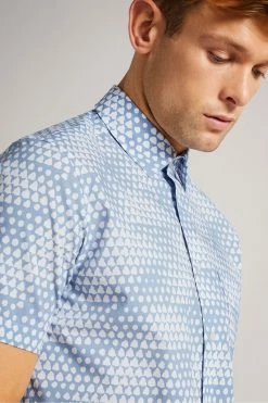 Ted Baker Light Blue Hunno Short Sleeve Geo Tile Print Shirt -tedbaker Shop Online unnamed file 1639