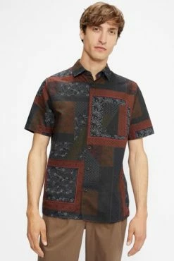 Ted Baker Red Relax Short Sleeve Patchwork Print Shirt -tedbaker Shop Online unnamed file 1678