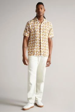 Ted Baker Orange Brecon Short Sleeve Retro Geo Print Shirt -tedbaker Shop Online unnamed file 1683