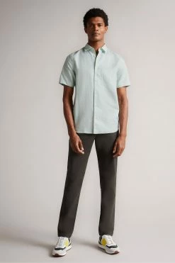Ted Baker Addle Light Blue Short Sleeve Linen Shirt -tedbaker Shop Online unnamed file 1699