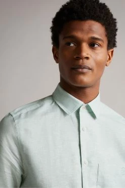 Ted Baker Addle Light Blue Short Sleeve Linen Shirt -tedbaker Shop Online unnamed file 1701