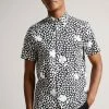 Ted Baker Sturton Black Short Sleeve Spot Mash Up Geo Shirt