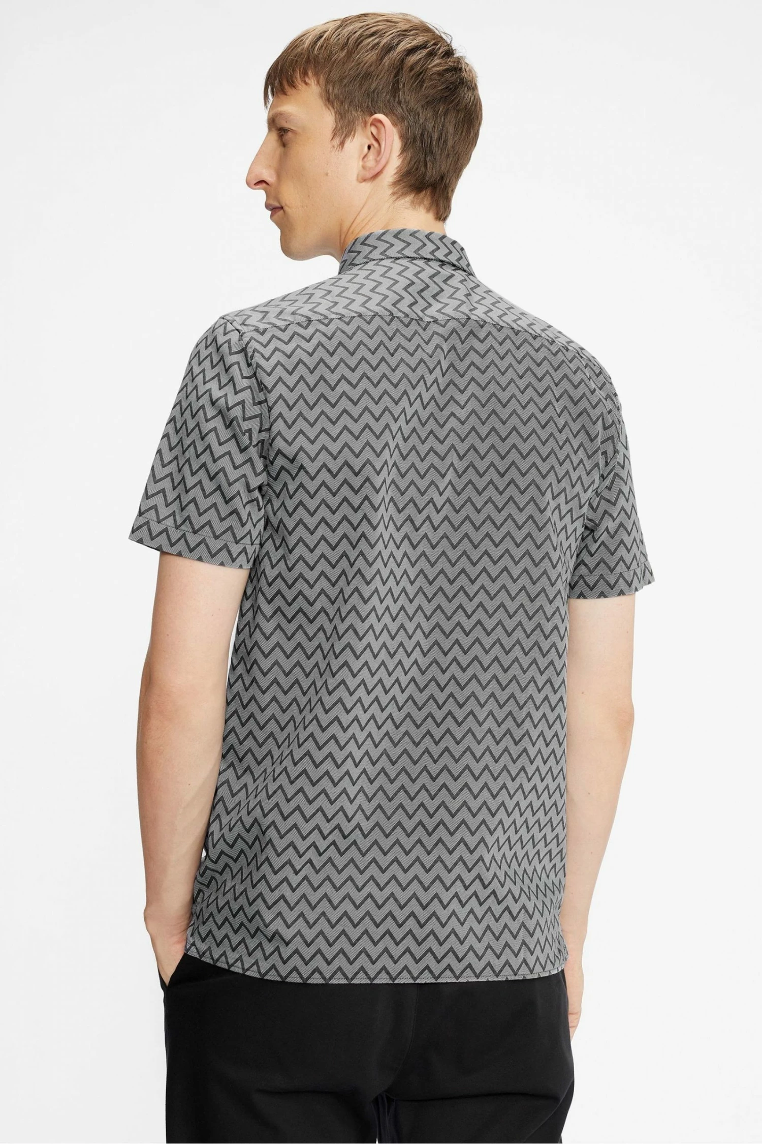 Ted Baker Black Monochrome Bordup Short Sleeve Contemporary Zigzag Shirt 4 Ted Baker Black Monochrome Bordup Short Sleeve Contemporary Zigzag Shirt - Image 2