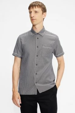 Ted Baker Blue Tastic Short Sleeve Woven Pattern Shirt