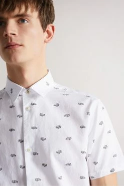 Ted Baker Mens White Deacon Short Sleeve Car Print Shirt -tedbaker Shop Online unnamed file 1762