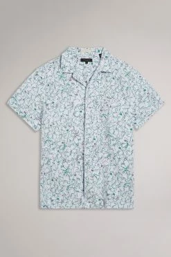 Ted Baker Bartlet White Short Sleeve Revere Printed Shirt -tedbaker Shop Online unnamed file 1769