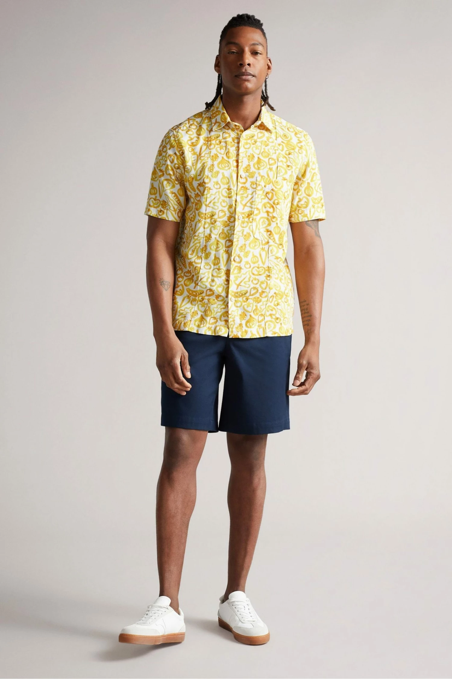 Ted Baker Argo Yellow Short Sleeve Vegetable Print Shirt 4 Ted Baker Argo Yellow Short Sleeve Vegetable Print Shirt - Image 2