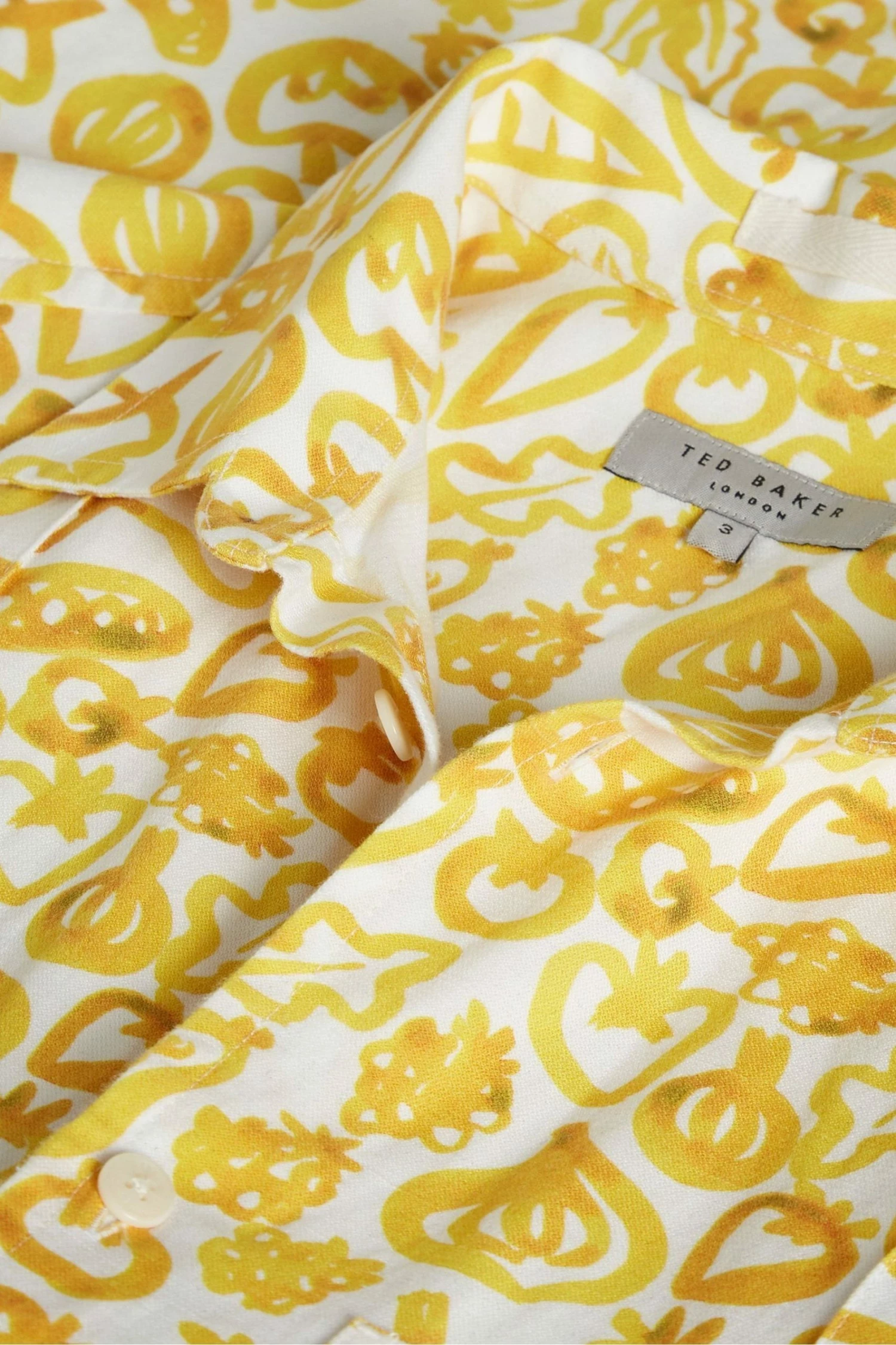 Ted Baker Argo Yellow Short Sleeve Vegetable Print Shirt 5 Ted Baker Argo Yellow Short Sleeve Vegetable Print Shirt - Image 3