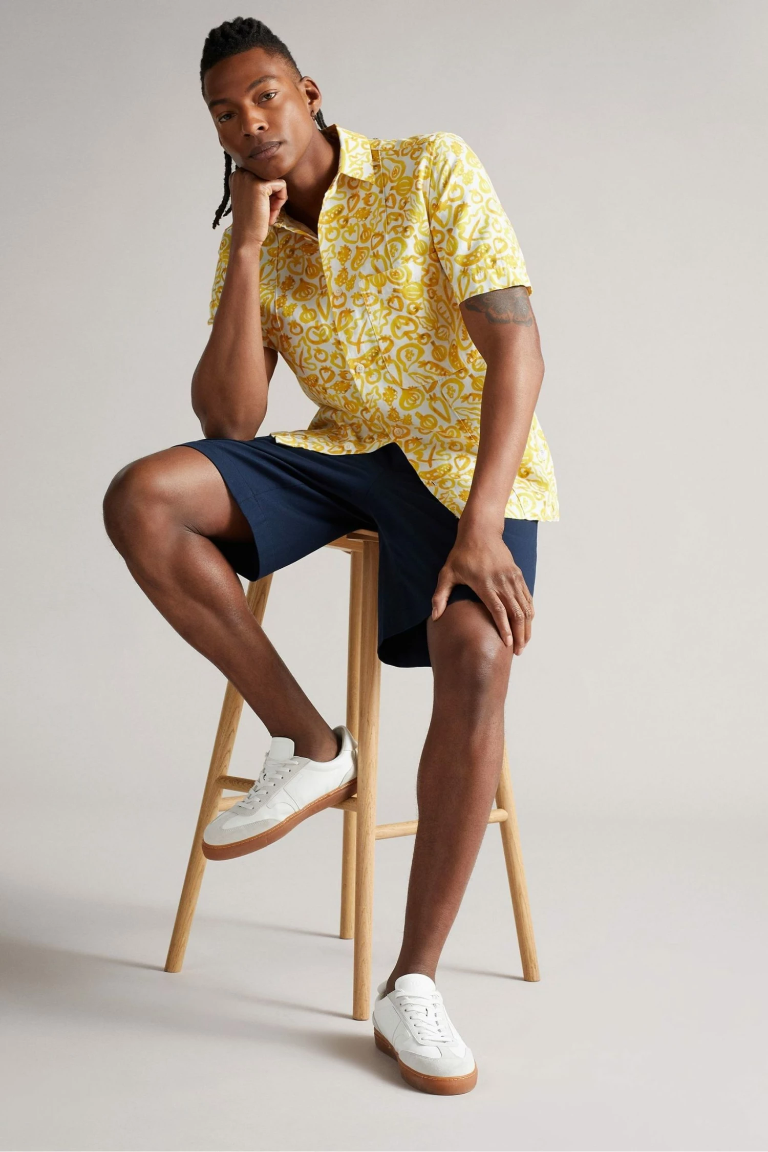 Ted Baker Argo Yellow Short Sleeve Vegetable Print Shirt 7 Ted Baker Argo Yellow Short Sleeve Vegetable Print Shirt - Image 5