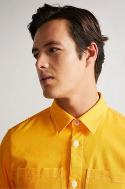 Ted Baker Leytun Yellow Long Sleeve Twill Shacket -tedbaker Shop Online unnamed file 1796