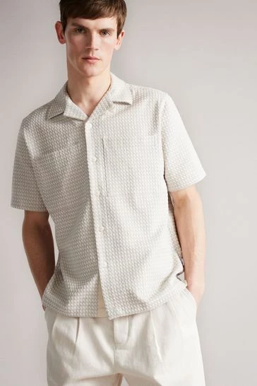 Ted Baker Lovat Ecru Cream Short Sleeve Revere Heavy Texture Shirt 7 Ted Baker Lovat Ecru Cream Short Sleeve Revere Heavy Texture Shirt - Image 5