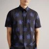 Ted Baker Paden Black Ss Floral Printed Shirt