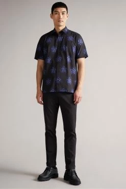 Ted Baker Paden Black Ss Floral Printed Shirt -tedbaker Shop Online unnamed file 1820