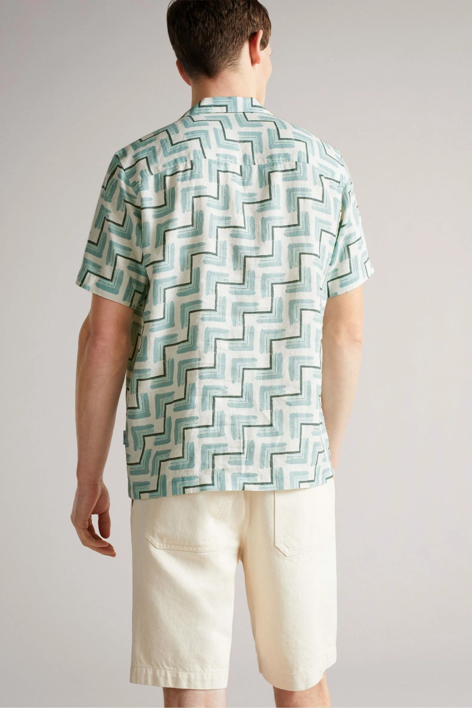 Ted Baker Blue Brecon Short Sleeve Retro Geo Print Shirt 7 Ted Baker Blue Brecon Short Sleeve Retro Geo Print Shirt - Image 5