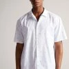 Ted Baker Ailbee White Short Sleeve Stripe Flower Coupe Shirt -tedbaker Shop Online unnamed file 1860