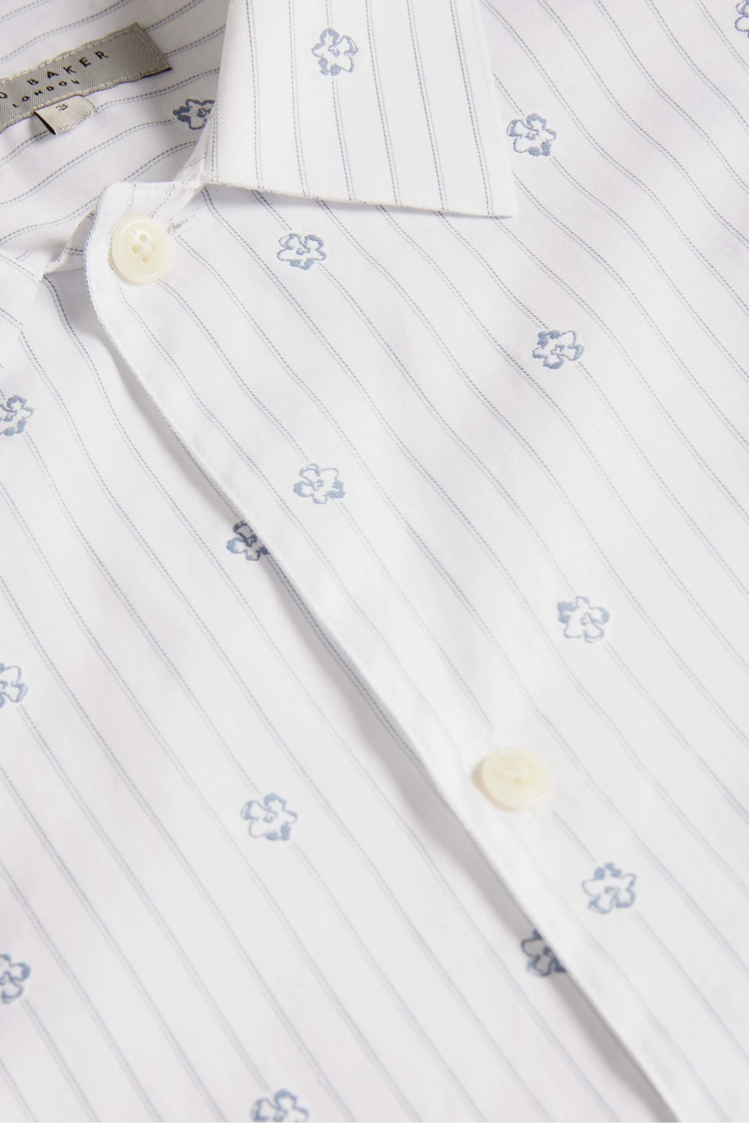 Ted Baker Ailbee White Short Sleeve Stripe Flower Coupe Shirt 7 Ted Baker Ailbee White Short Sleeve Stripe Flower Coupe Shirt - Image 5