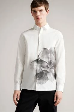 Ted Baker Durlo White Long Sleeved Photographic Floral Printed Shirt