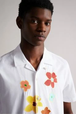 Ted Baker White Walmond Revere Floral Applique Shirt -tedbaker Shop Online unnamed file 1883