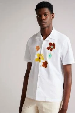 Ted Baker White Walmond Revere Floral Applique Shirt -tedbaker Shop Online unnamed file 1885