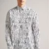 Ted Baker White Upland Long Sleeve All Over Character Print Shirt