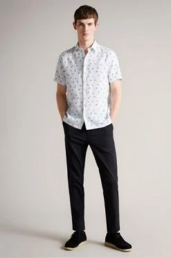 Ted Baker Charon White Short Sleeve Carrot Print Shirt -tedbaker Shop Online unnamed file 1927