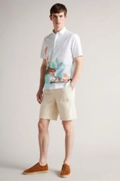 Ted Baker Eilian White Short Sleeve Placement Print Shirt -tedbaker Shop Online unnamed file 1939