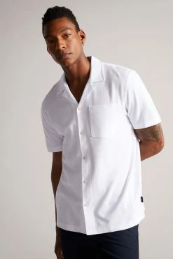 Ted Baker Chatley White Short Sleeve Jersey Pique Shirt