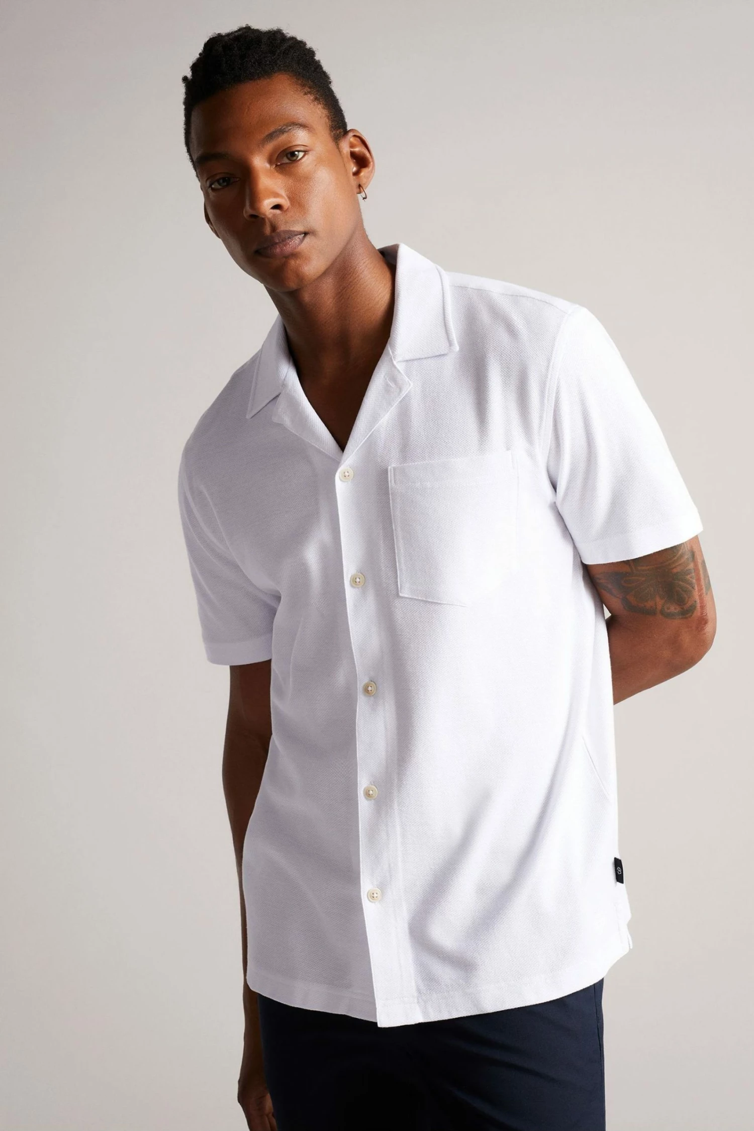 Ted Baker Chatley White Short Sleeve Jersey Pique Shirt 2 Ted Baker Chatley White Short Sleeve Jersey Pique Shirt