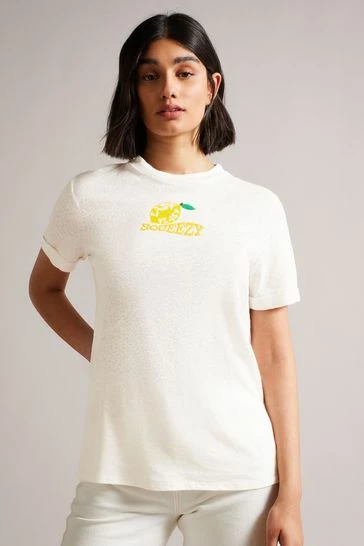 Ted Baker Ingella White Lemon Squeezy T-Shirt 7 Ted Baker Ingella White Lemon Squeezy T-Shirt - Image 5