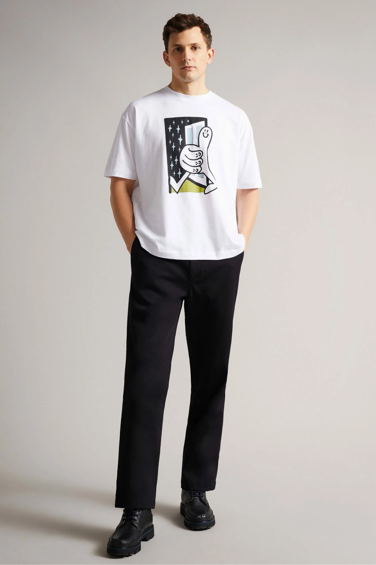 Ted Baker White Cullin Short Sleeve Relaxed Fit Graphic T-Shirt 5 Ted Baker White Cullin Short Sleeve Relaxed Fit Graphic T-Shirt - Image 3