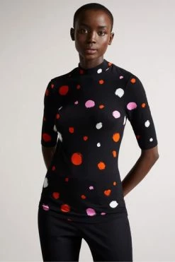 Ted Baker Lilyz Black High Neck Fitted T-Shirt -tedbaker Shop Online unnamed file 2062