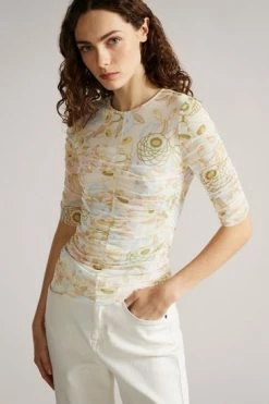 Ted Baker Alllaba Yellow Rouched Mesh T-Shirt -tedbaker Shop Online unnamed file 2071