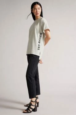 Ted Baker Dk-Grey Aacalia Split Hem Branded T-Shirt -tedbaker Shop Online unnamed file 2075