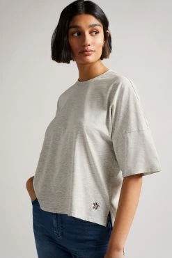 Ted Baker Mid-Grey Avann Cotton Boxy T-Shirt