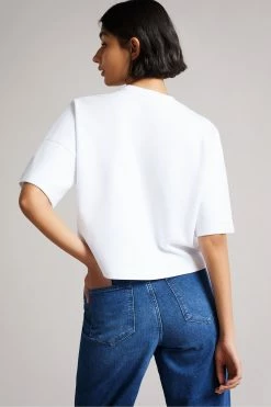 Ted Baker Zsarah White Flower Cropped T-Shirt -tedbaker Shop Online unnamed file 2117