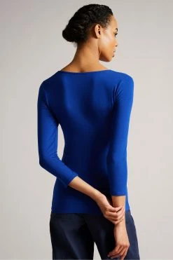 Ted Baker Carsha Blue Fitted Scoop Neck Top -tedbaker Shop Online unnamed file 2134