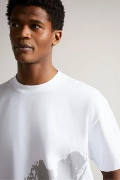 Ted Baker Polpero White Short Sleeve Heavyweight Relaxed Fit Graphic T-Shirt -tedbaker Shop Online unnamed file 2142