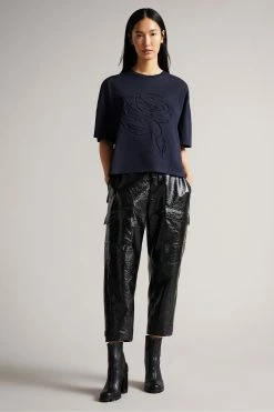 Ted Baker Blue Sandyz Dk Debossed Flower T-Shirt -tedbaker Shop Online unnamed file 2150