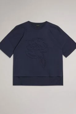 Ted Baker Blue Sandyz Dk Debossed Flower T-Shirt -tedbaker Shop Online unnamed file 2151