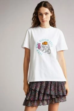 Ted Baker White Dainno Good Life Graphic T-Shirt -tedbaker Shop Online unnamed file 2185