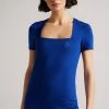Ted Baker Gerbela Blue Square Neck Short Sleeve Top