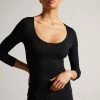 Ted Baker Carsha Black Fitted Scoop Neck Top