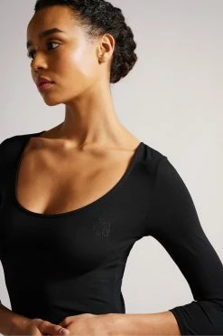 Ted Baker Carsha Black Fitted Scoop Neck Top -tedbaker Shop Online unnamed file 2287